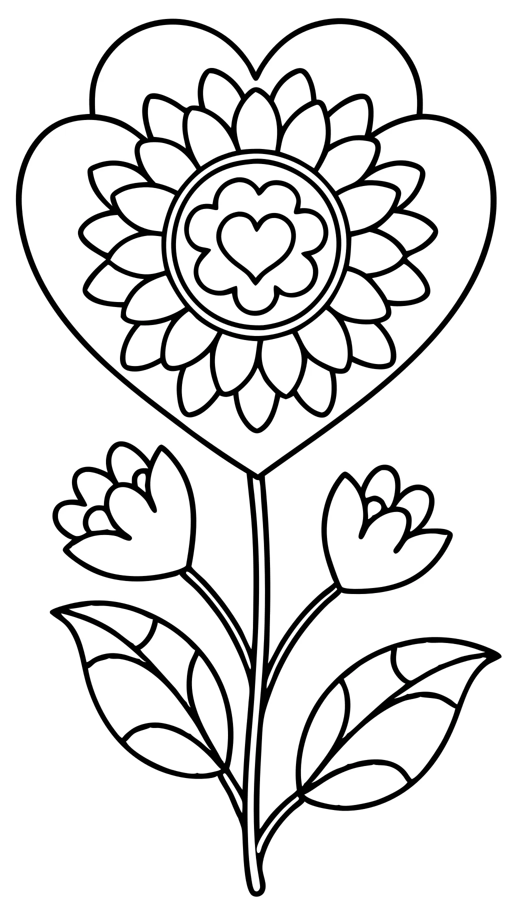 páginas para colorear de flores del corazón